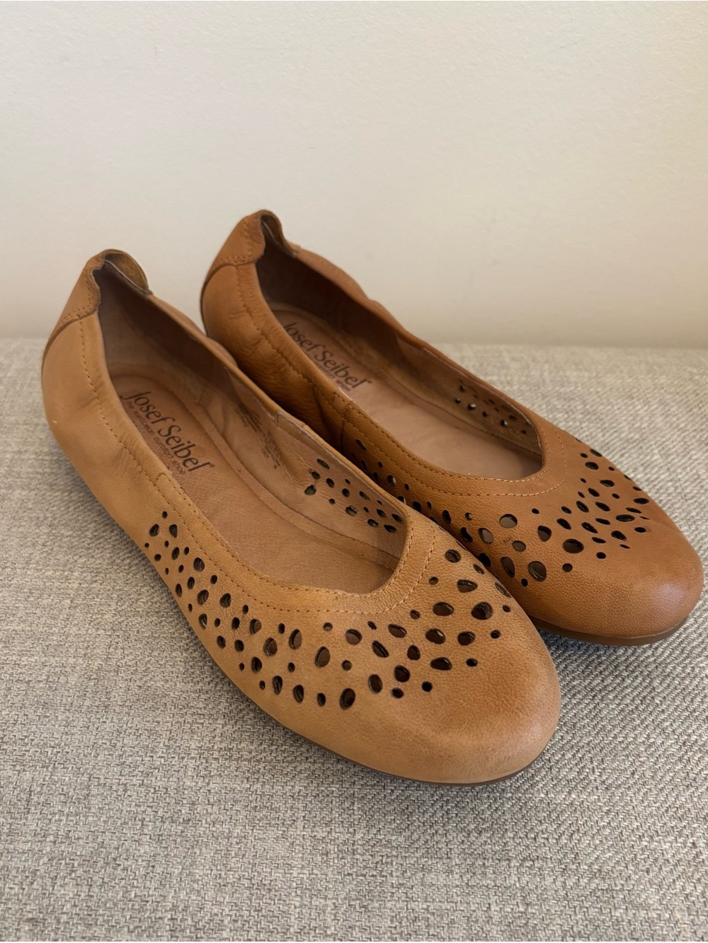 Josef Seibel Pippa Women's Leather Tan Ballet Flats Shoes US Size 5-5.5 EUR 36
